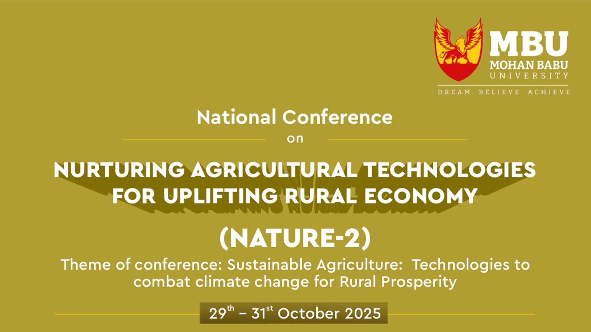 National Conference on “Nurturing Agricultural Technologies for Uplifting Rural Economy (NATURE-2)”