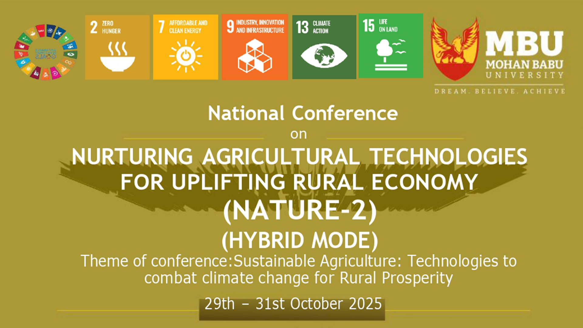 National Conference on “Nurturing Agricultural Technologies for Uplifting Rural Economy (NATURE-2)”